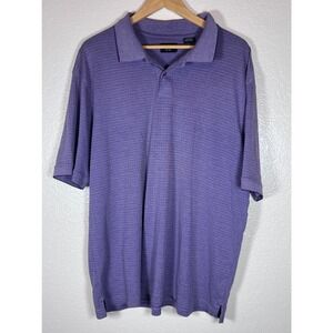 HAGGAR Mens Performance POLO Purple Striped Short Sleeve Shirt XL‎ GOLF